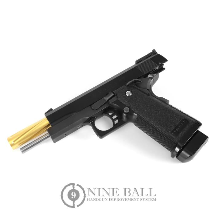 Nine Ball Aluminum Fluted Straight Barrel for Tokyo Marui Hi-CAPA 5.1 Series GBB Pistols (Gold/Gun Metallic)
