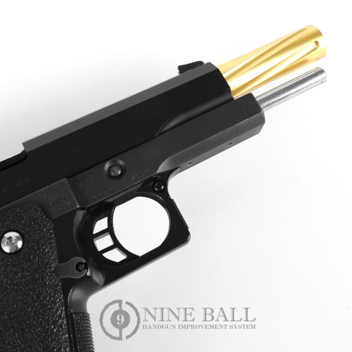 Nine Ball Aluminum Fluted Straight Barrel for Tokyo Marui Hi-CAPA 5.1 Series GBB Pistols (Gold/Gun Metallic)