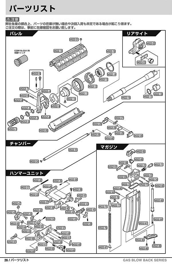 Tokyo Marui CQBR Block 1 Original Parts