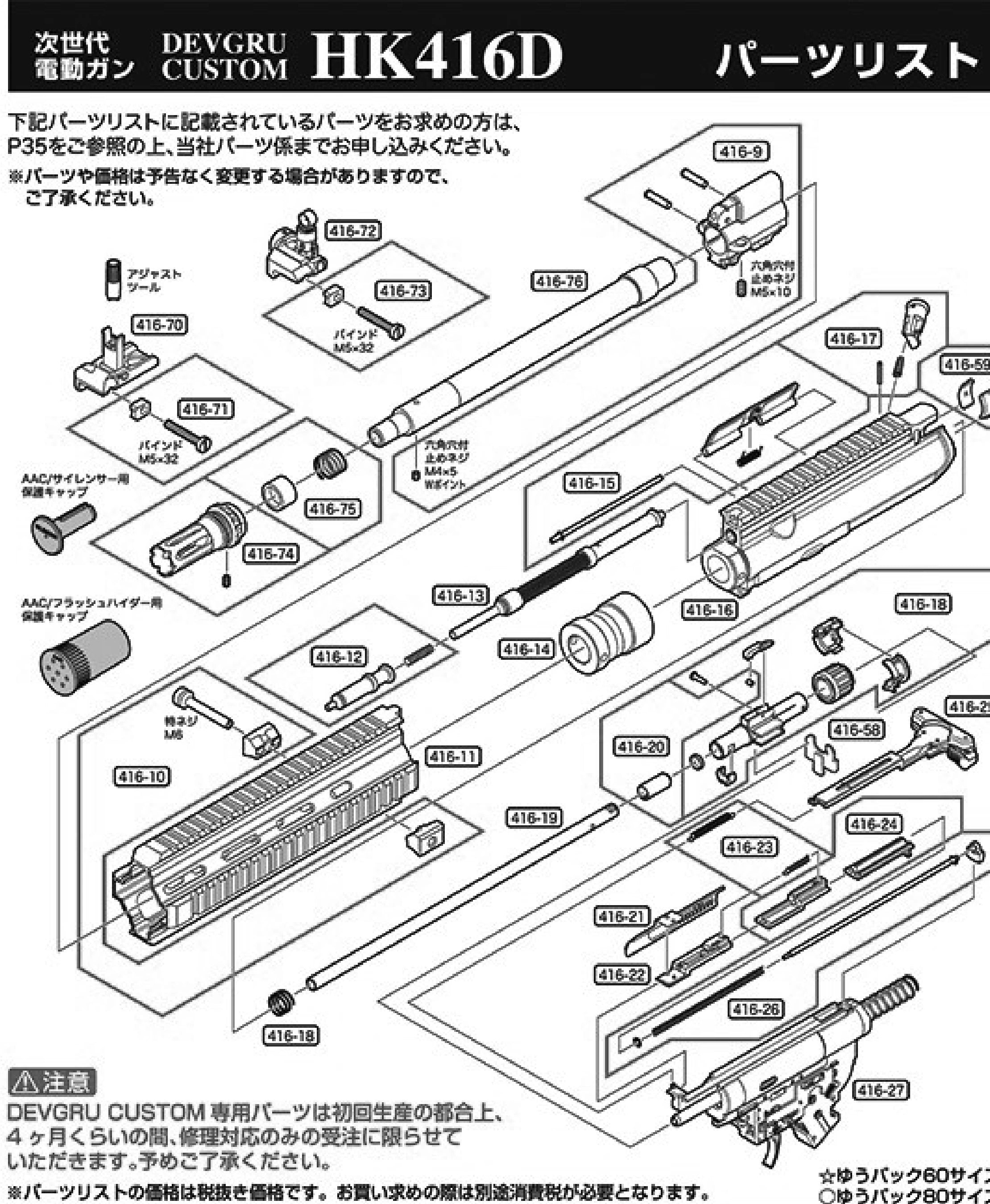 Tokyo Marui DEVGRU Custom HK416D NGRS Original Parts