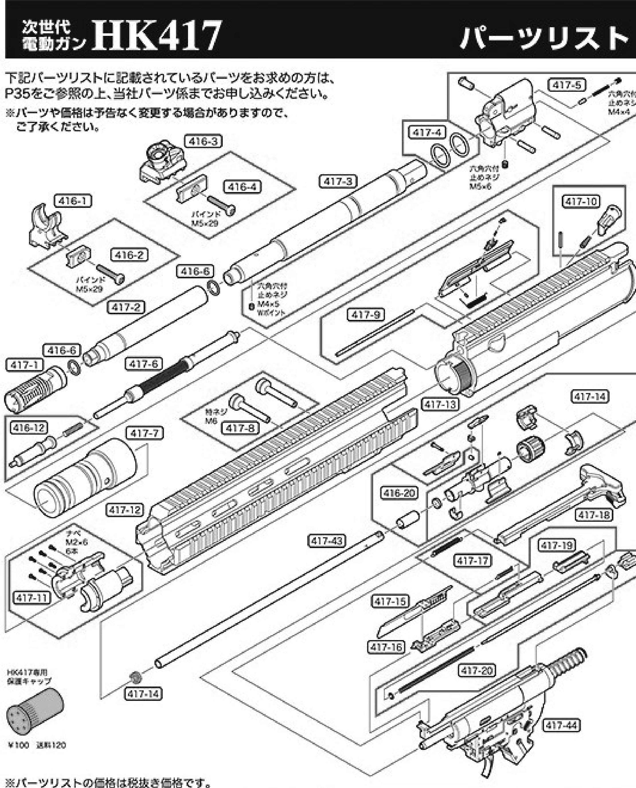 Tokyo Marui HK417 Early Variant NGRS Original Parts