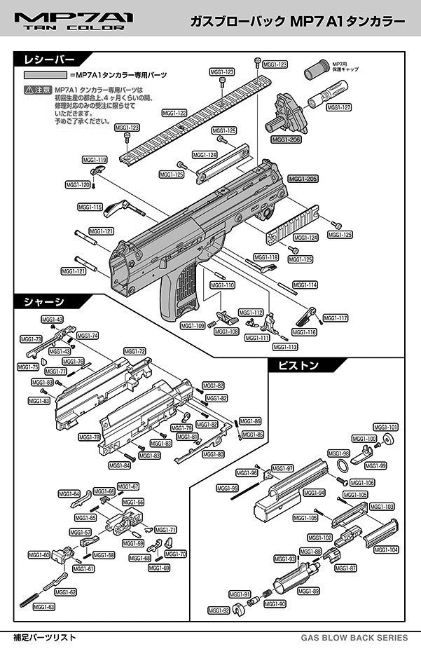 Tokyo Marui MP7A1 Tan Color Original Parts