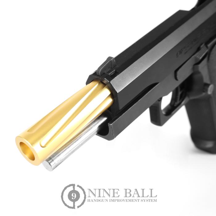 Nine Ball Aluminum Fluted Straight Barrel for Tokyo Marui Hi-CAPA 5.1 Series GBB Pistols (Gold/Gun Metallic)